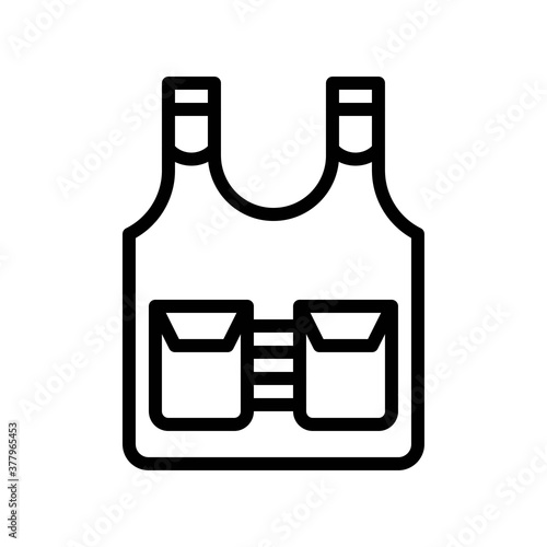 protest related police bullet proof jacket with pockets vector in lineal style,