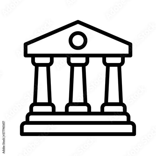 protest related bank building with circle vector in lineal style,