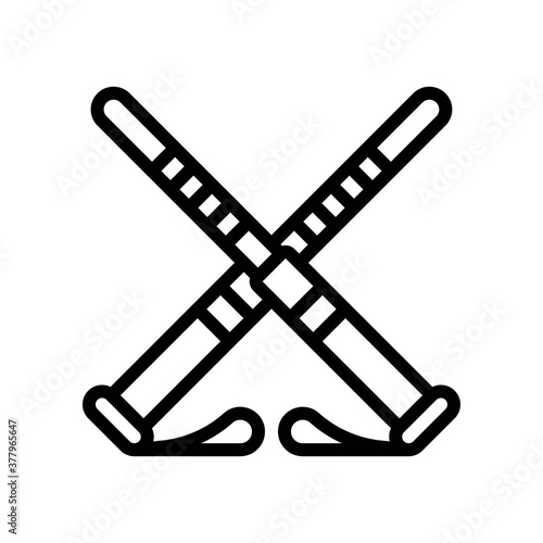 protest related police sticks in cross style with ribbons vector in lineal style,