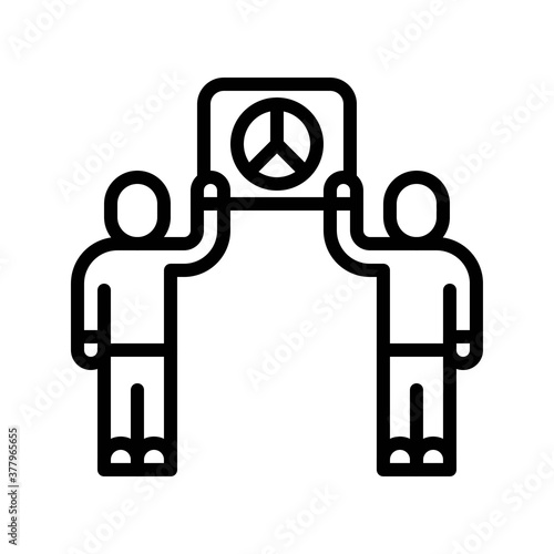 protest related peace or protest sign board in boys or characters hand  vector in lineal style,