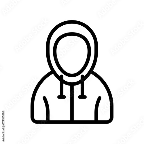 protest related criminal hoody with ribbons vector in lineal style,