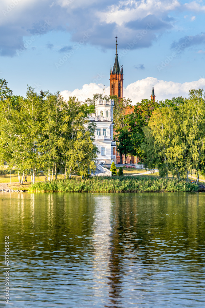 View of the Druskininkai city from the lake Druskonis View of the Druskininkai city from the lake Druskonis