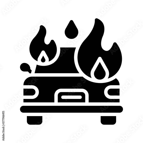 protest related public fire the car with lights vector in solid design,