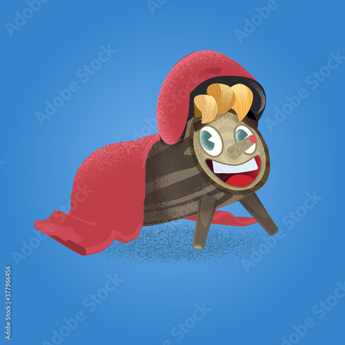 Tió de nadal funny character wear a traditional red hat from Catalonia Spain