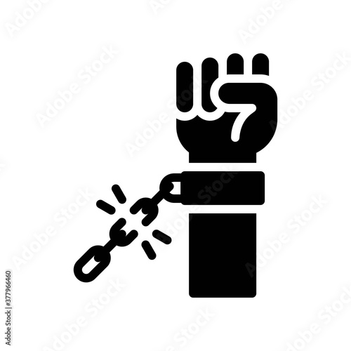 protest related broken handcuffs in Criminal hands vector in solid design,