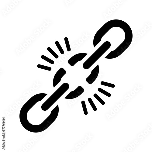 protest related broken metal chain vector in solid design,