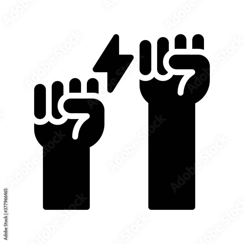 protest related hands up with energy sign vector in solid design