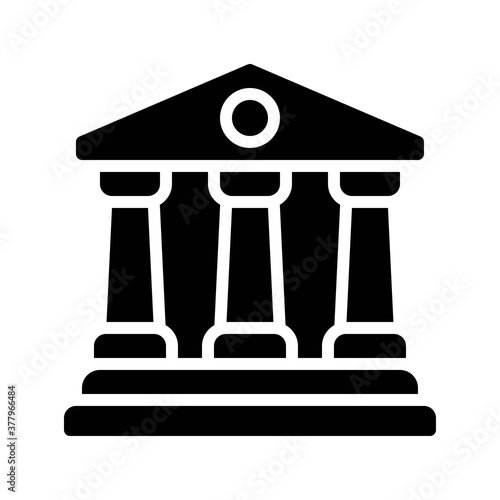 protest related bank building with circle vector in solid design,