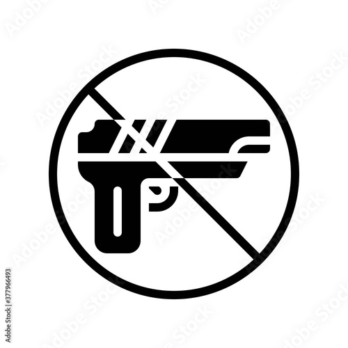 protest related pistol with restriction sign vector in solid design,