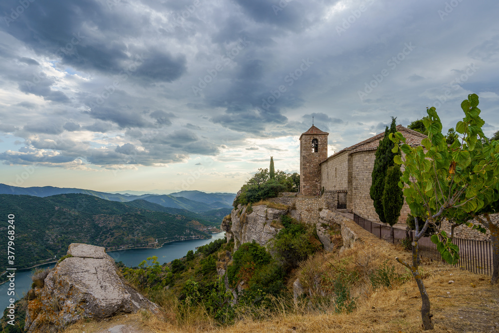 View of the Romanesque church of Santa Maria de Siurana in Catalonia.