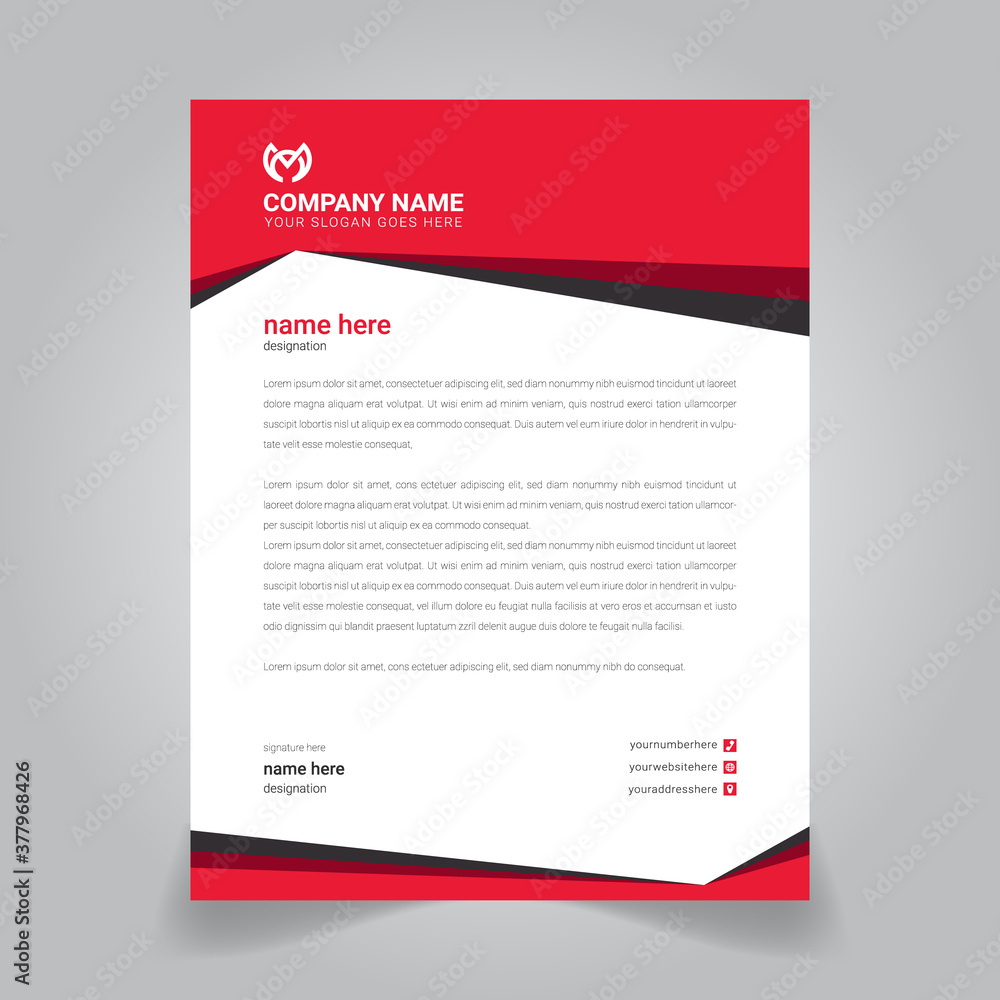 Modern minimalist Abstract business letterhead template design vector.