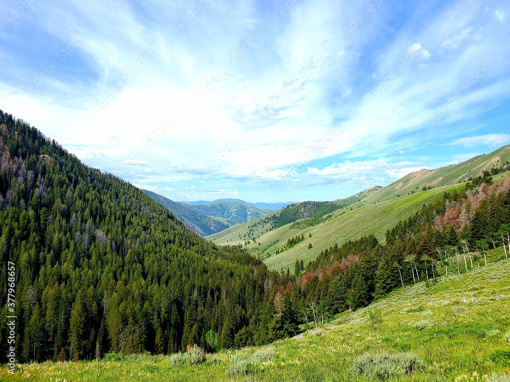 Obraz premium Ridge line leading to the Pioneer Cabin in Sun Valley
