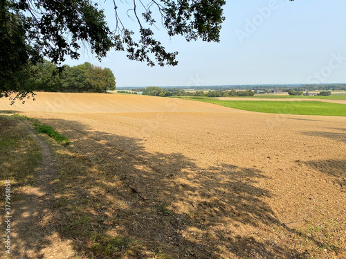 View over valley with agricultural fields - Viersen, Germany, suchtelner hohen photo