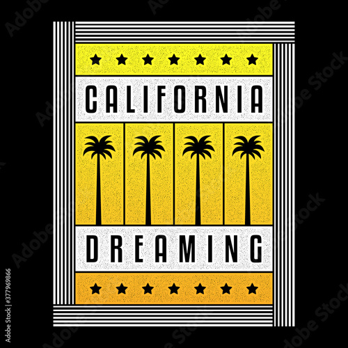 California dreaming. Retro print. Vintage grunge palms.