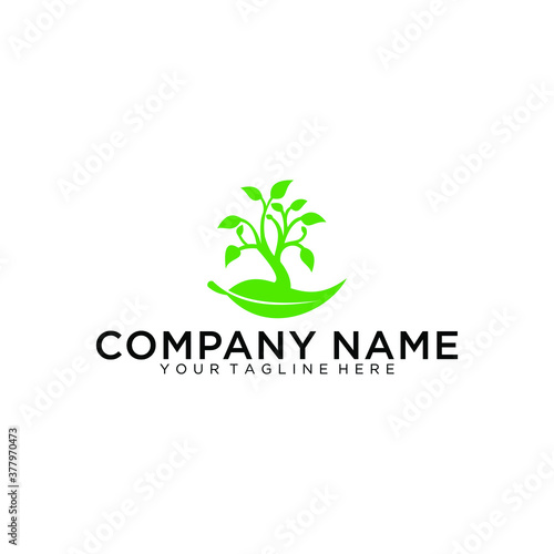 Abstract life logo design with green leaves and human silhouette. Healthy lifestyle theme. Flat vector emblem for medical care or wellness center