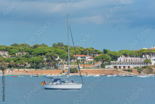 Fotografie View of Sant Pol beach in the village of Sant Feliu de Guixols at Costa Brava in