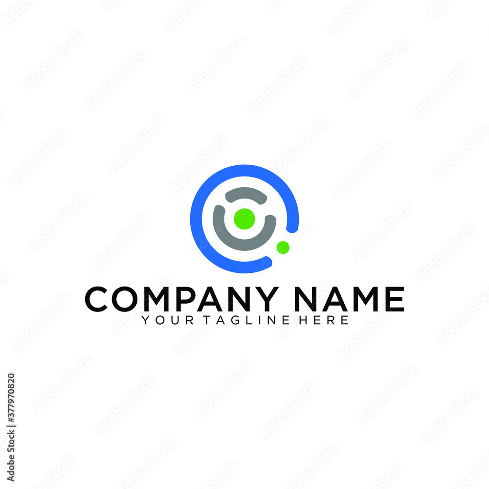 Letter O logotype green and blue color,Technology and digital abstract dot connection vector logo