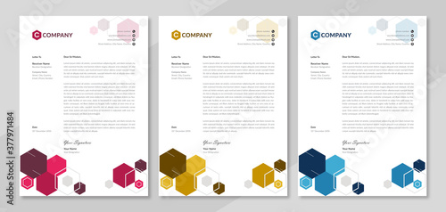 Set of creative & modern business style print ready letterhead for corporate business. Unique official letterhead template design with abstract shapes. Vector graphic design. 