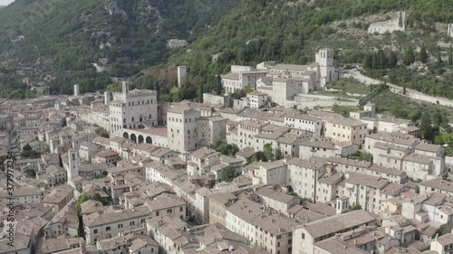 aerial view of the medieval town of gubbio umbria italy photo