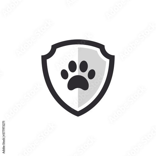 Shield icon. Security vector icon. Protection icon. Vector shield. 
Dog protection. Animal protection. Animal paw icon. Veterinary clinic.
Pet guard. 