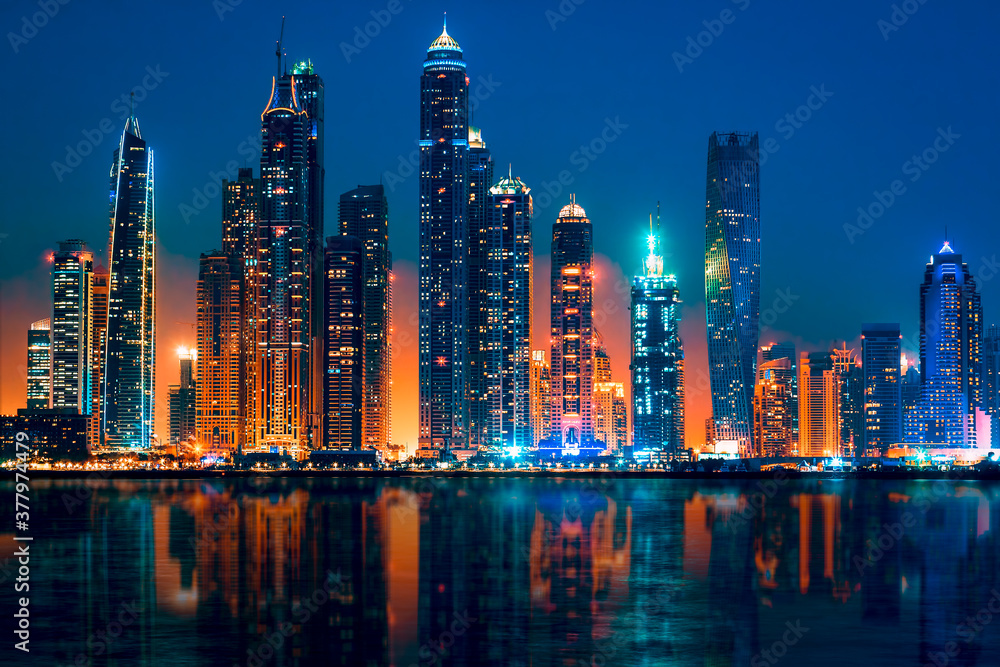 View of Dubai by night