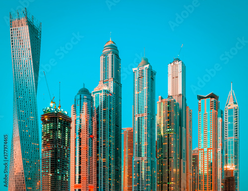 Photography Dubai Marina with boat light