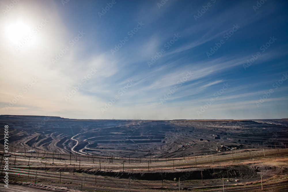 Open pit extraction of coal in quarry 