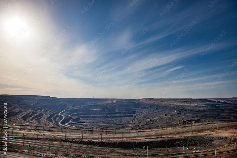 Open pit extraction of coal in quarry Open pit extraction of coal in quarry