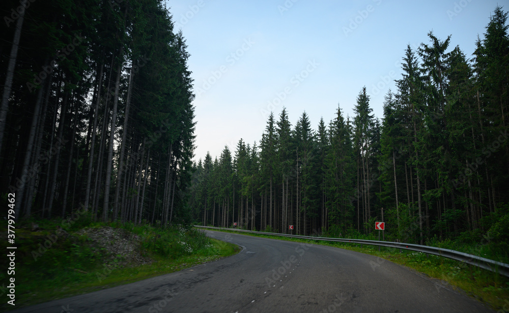Road collapse. Highway in mountains. mountain beautiful view. fog in the mountains. Road collapse. Highway in mountains. mountain beautiful view. fog in the mountains.