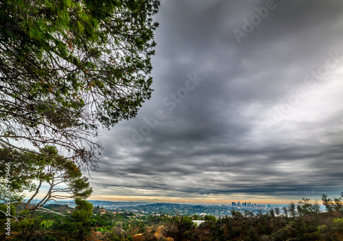 Los Angeles under an overast sky seen from Bronson Canyon photo