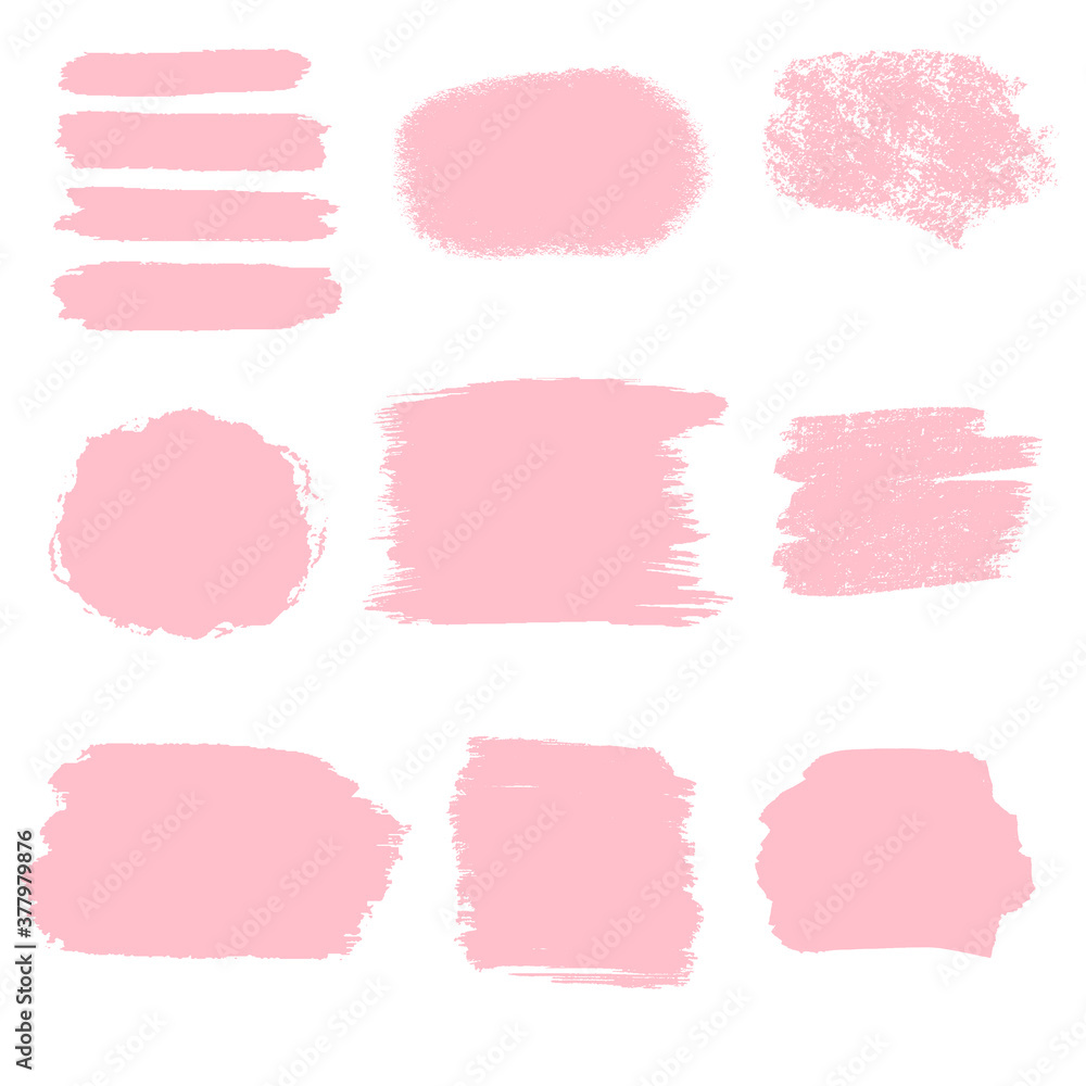 Pink brush strokes set vector illustration. Pink brush strokes set vector illustration.