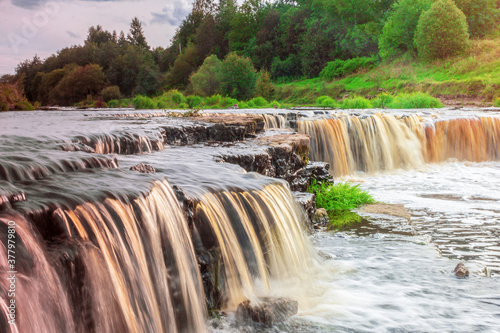 waterfall landscape aging jet water  cascade moss surface blur exposure