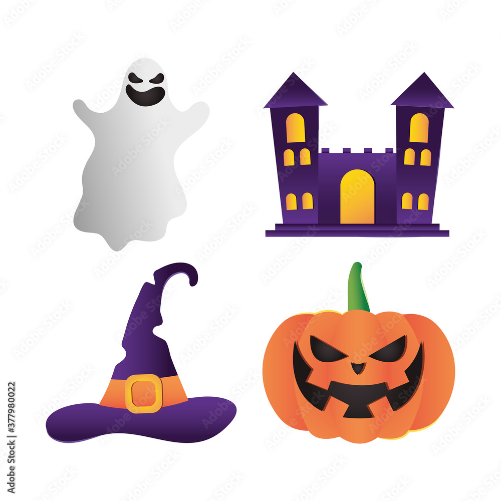 witch hat and Happy halloween icon set witch hat and Happy halloween icon set