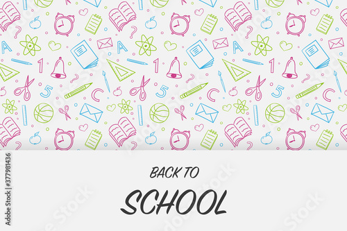 Back to School concept. Card with hand drawn doodles. Vector