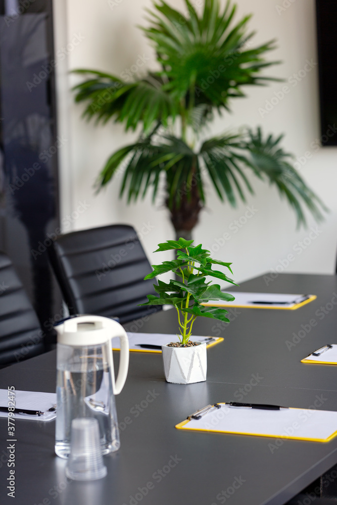 Fototapeta premium Workplace. Business office. Fashion and modern office interiors. A concept of financial consulting services.