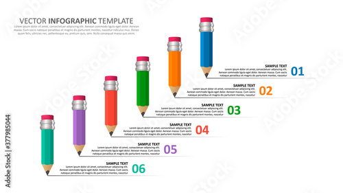 Infographics with pencils. Business template .Vector illustration