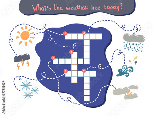 Puzzle for kids what's the weather like today. Educational children crossword