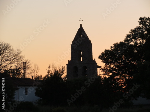 Silhouette of village church