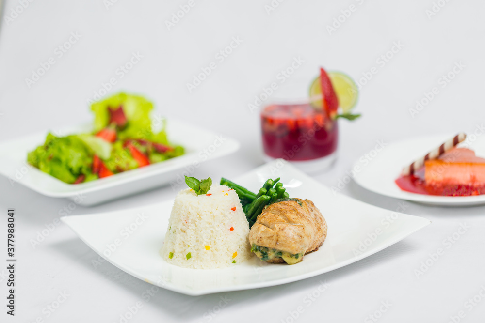 Valentine's day special dinner course food platter on isolated white background. Valentine's meal platter. Valentine's day food offer. Valentine's day special dinner course food platter on isolated white background. Valentine's meal platter. Valentine's day food offer.