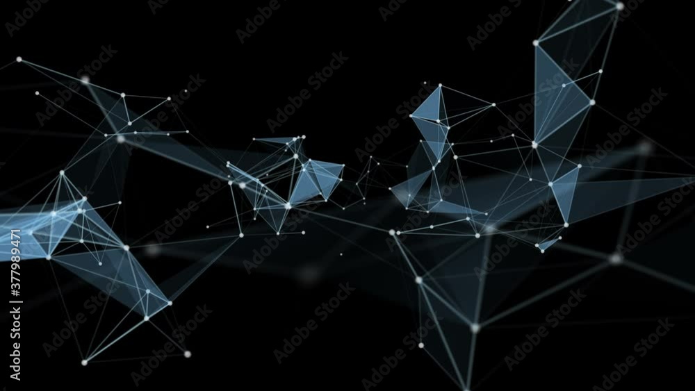 Futuristic plexus animation with glowing triangles in slow motion, 4096x2304 loop 4K