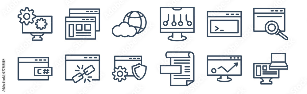 12 pack of icons. thin outline icons such as adaptive layout, article, broken link, code terminal, cyberspace, duplicate for web and mobile apps, logo 12 pack of icons. thin outline icons such as adaptive layout, article, broken link, code terminal, cyberspace, duplicate for web and mobile apps, logo