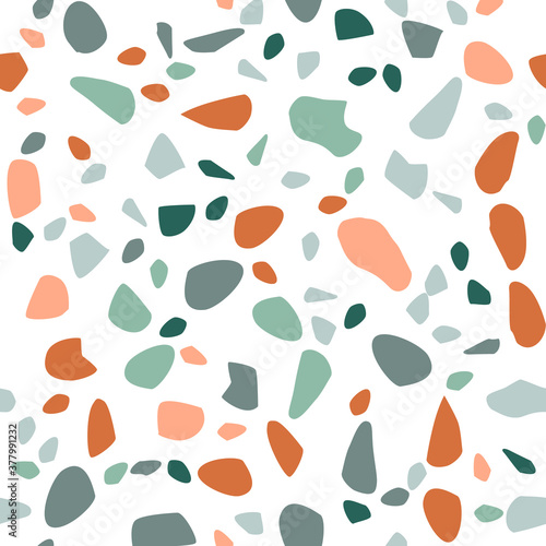 Terrazzo seamless pattern. Pastel colors. Marble. Abstract background.