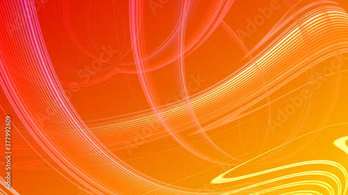 Abstract red yellow gradient geometric background. Neon light curved lines and shape with colorful graphic design.