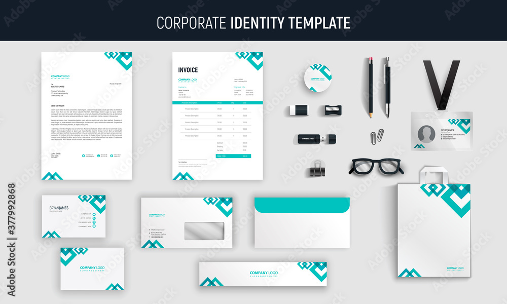 Modern Abstract professional business stationery set