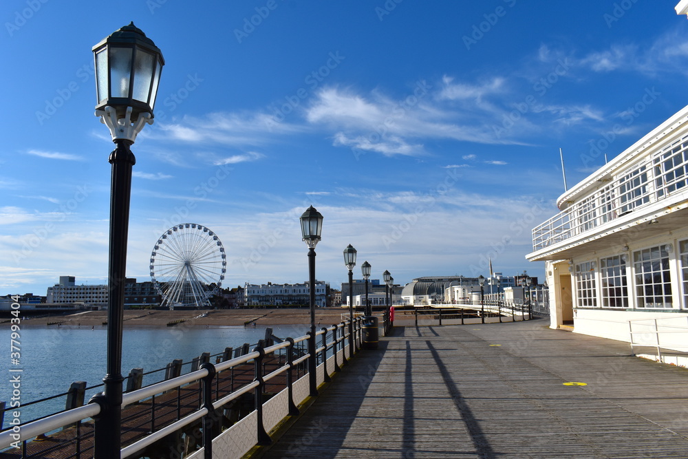 Worthing pier is a public pleasure jetty in west Sussex England. Designed by Sir Robert Rawlinson it was opened on 12 April 1862 and remains open to this day. It was originally a simple promenade deck
