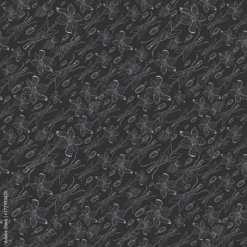 Seamless botanical floral gray pattern with limnocharite 