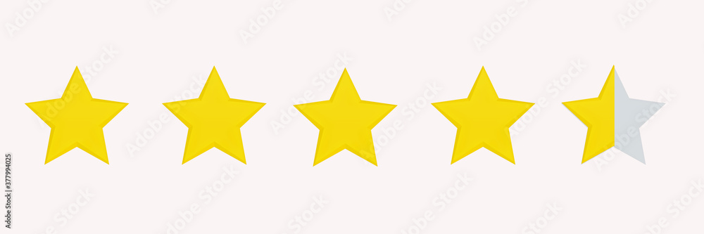 Set of five stars to establish the degree of positivity Set of five stars to establish the degree of positivity