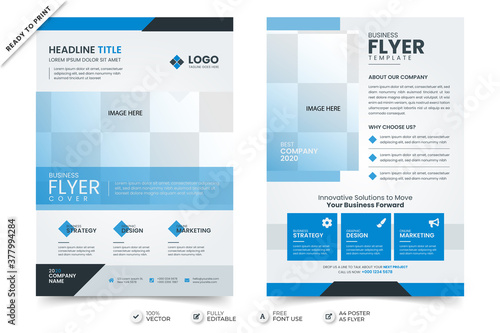 Business flyer poster template with photo
