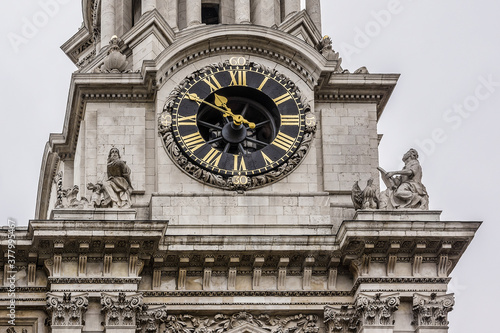 Architectural fragments of Magnificent St. Paul Cathedral (1675 - 1711) in London. St. Paul Cathedral sits at top of Ludgate Hill - highest point in City of London. UK. photo