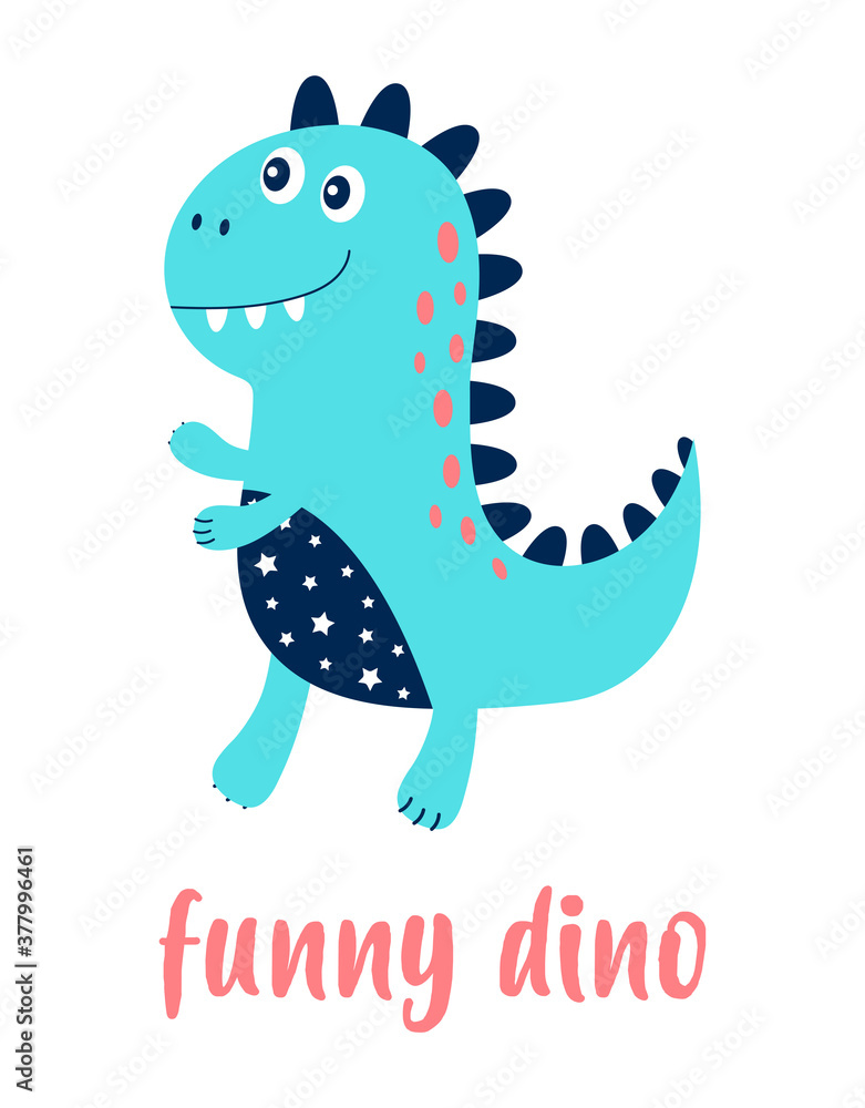 Obraz premium card with funny dino isolated on white